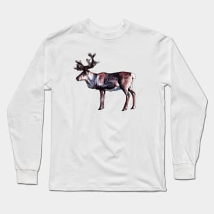 Reindeer - Watercolor and Ink Illustration Long Sleeve T-Shirt